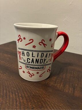 Holiday Candy Ceramic Mug with Red Handle